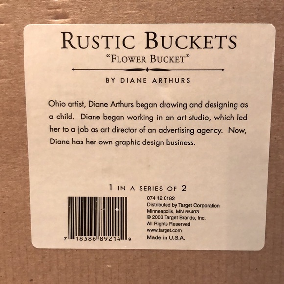 Vintage Diane Arthurs Rustic Buckets Print Reclaimed Barn Wood Frame 13.25x11.25 - Picture 3 of 3